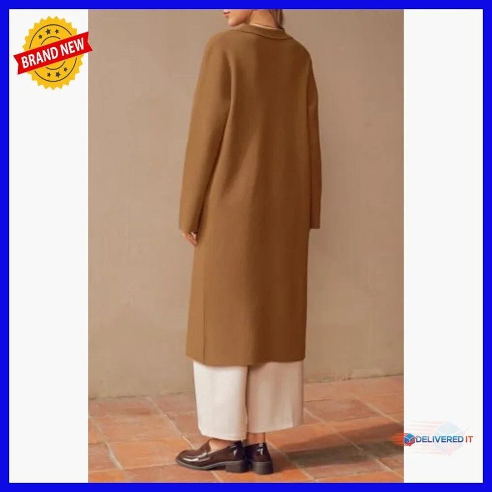 Wool Blend Long Cardigan Sweater Coat Double Breasted Winter Outfit